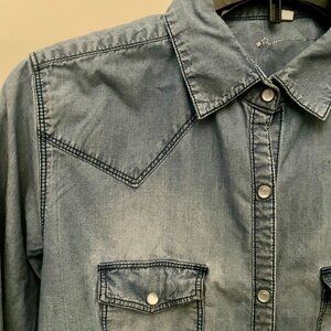 Pearl Snap Chambray Western Shirt